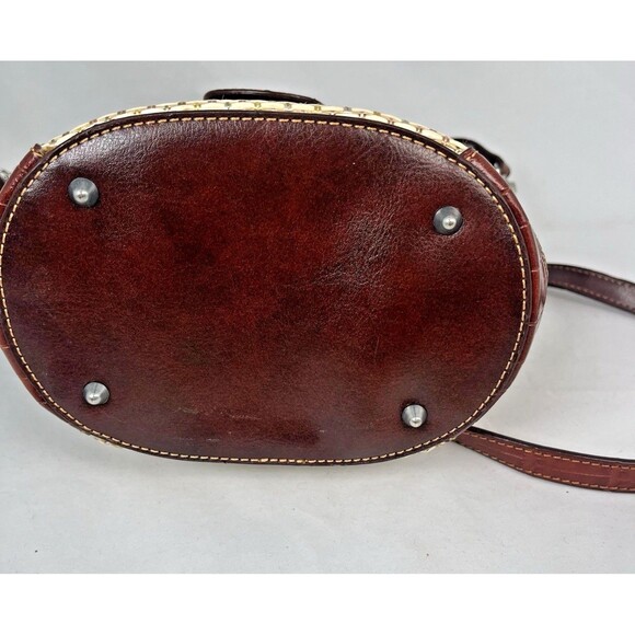 NWT MC Marc Chantal Shoulder Bag Brown Leather Trim Woven Straw Nickel Hardware - Picture 11 of 16